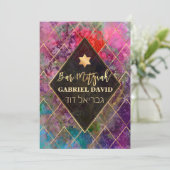 Invitation PixDezines Galaxy Abstrait Bar Mitzvah (Debout devant)