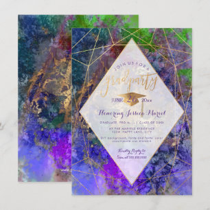 Invitation PixDezines Galaxy Abstraite Graduation Party