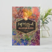 Invitation PixDezines Galaxy Bat mitzvah géométrique Abstrait (Debout devant)