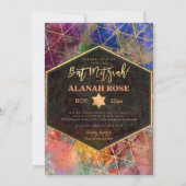 Invitation PixDezines Galaxy Bat mitzvah géométrique Abstrait (Dos)