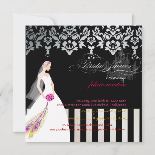 Invitation PixDezines Gâteau Mariage noir+blanc (Dos)