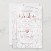 Invitation PixDezines Gemstone+Marbre/Faux Rose Gold/Mariage (Devant)