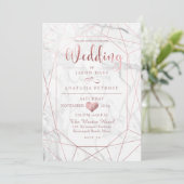 Invitation PixDezines Gemstone+Marbre/Faux Rose Gold/Mariage (Debout devant)