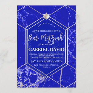 Invitation PixDezines Geometric Blue Lapis Bar Mitzvah