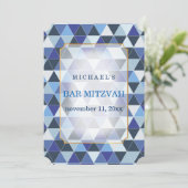 Invitation PixDezines géométrique motif mitzvah/bleu (Debout devant)