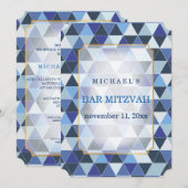 Invitation PixDezines géométrique motif mitzvah/bleu (Devant / Derrière)