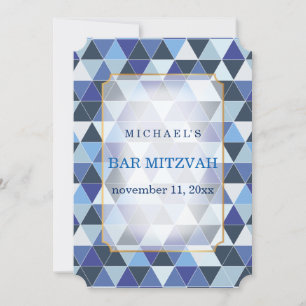 Invitation PixDezines géométrique motif mitzvah/bleu