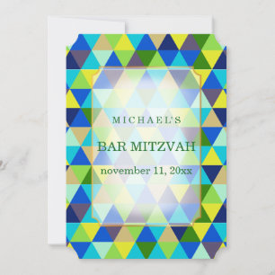 Invitation PixDezines géométrique motif mitzvah/vert turquois