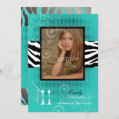 Invitation PixDezines Graduation, Arlequin Turquoise (Devant / Derrière)