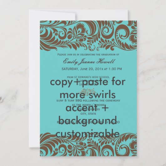 Invitation PixDezines Graduation, Bellissimo Damask (Dos)