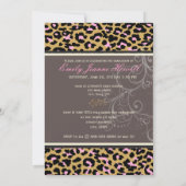 Invitation PixDezines Graduation/cheetah, néon rose (Dos)