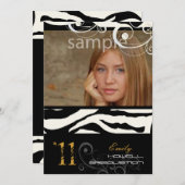 Invitation PixDezines Graduation, Zebra Print (Devant / Derrière)