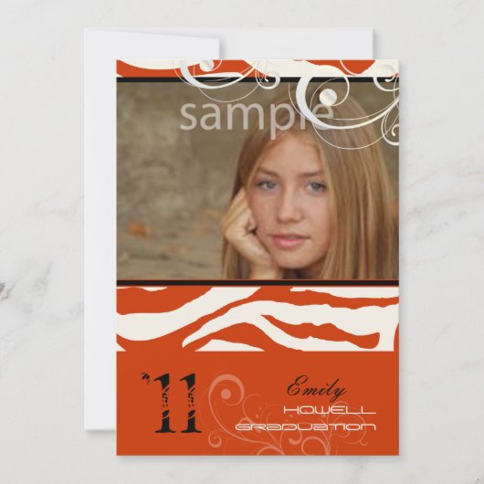 Invitation PixDezines Graduation, Zebra Print (Devant)