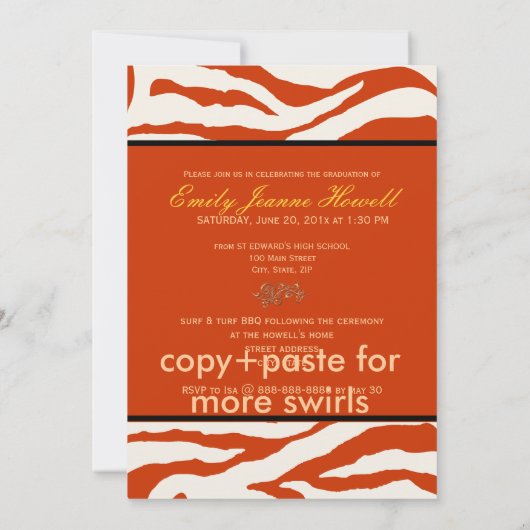 Invitation PixDezines Graduation, Zebra Print (Dos)