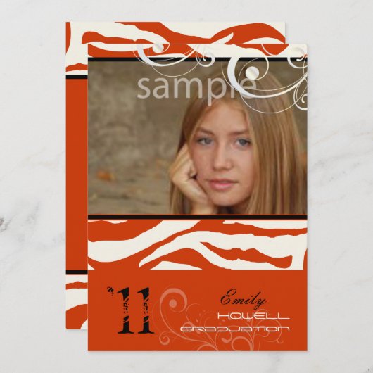 Invitation PixDezines Graduation, Zebra Print (Devant / Derrière)