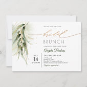 Invitation PixDezines Green Gold Eucalyptus Bridal Brunch (Devant)