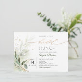 Invitation PixDezines Green Gold Eucalyptus Bridal Brunch Inv (Debout devant)