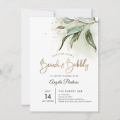 Invitation PixDezines Green Gold Eucalyptus Brunch (Devant)