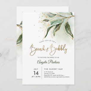 Invitation PixDezines Green Gold Eucalyptus Brunch