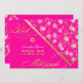 Invitation PixDezines grunge étoiles/Bat mitzvah (Devant / Derrière)