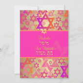Invitation PixDezines grunge étoiles/Bat mitzvah/rose/or (Dos)