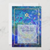 Invitation PixDezines grunge stars/Bar Mitzvah/bleu foncé/or (Dos)