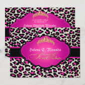 Invitation PixDezines guépard+tiara/16 ans doux (Devant / Derrière)
