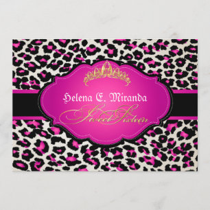 Invitation PixDezines guépard+tiara/16 ans doux