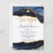 Invitation PixDezines H2 Agate, Minuit en Or Bleu (Devant)