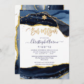 Invitation PixDezines H2 Agate, Minuit en Or Bleu (Devant / Derrière)