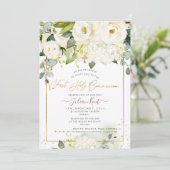 Invitation PixDezines H2 Albâtre Rose Première Communion Sain (Debout devant)