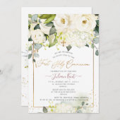 Invitation PixDezines H2 Albâtre Rose Première Communion Sain (Devant / Derrière)