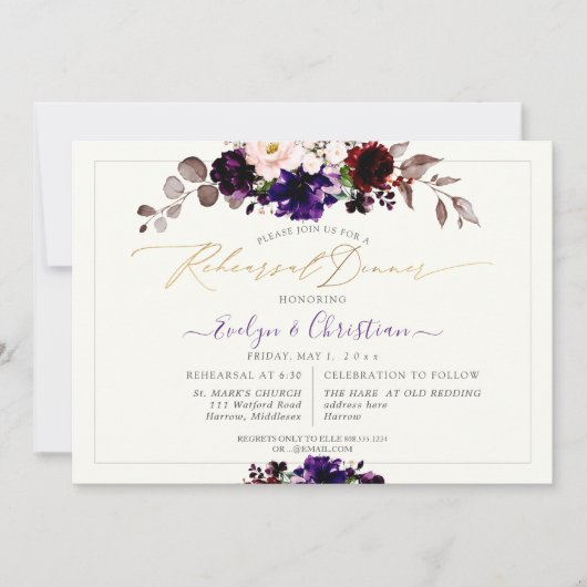 Invitation PixDezines H2 Automne Fleurs Dîner de répétition (Devant)
