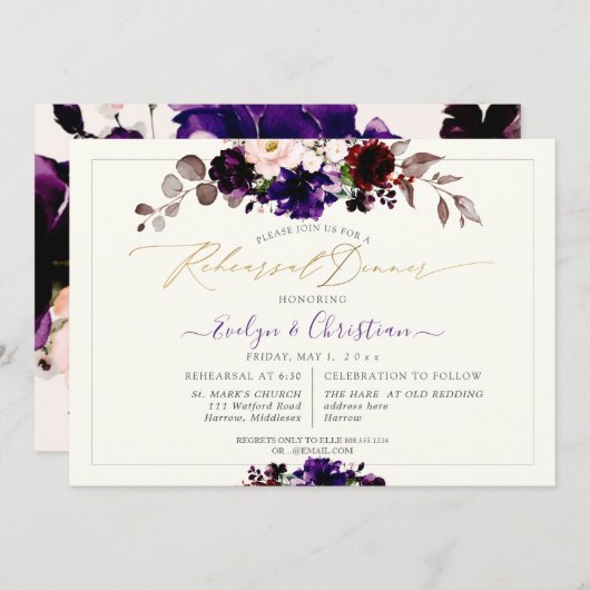 Invitation PixDezines H2 Automne Fleurs Dîner de répétition (Devant / Derrière)