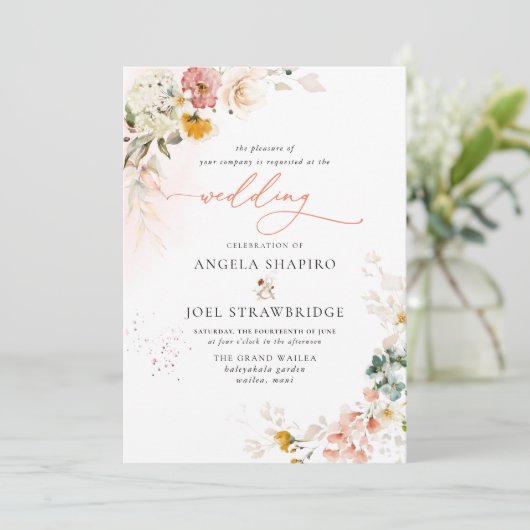 Invitation PixDezines H2 Automne Fleurs Jardin Boho Mariage (Debout devant)