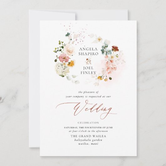 Invitation PixDezines H2 Automne Fleurs Jardin Boho Mariage I (Devant)