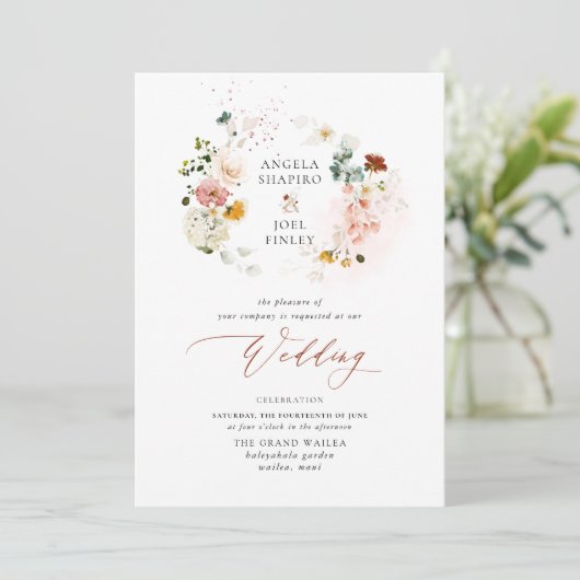 Invitation PixDezines H2 Automne Fleurs Jardin Boho Mariage I (Debout devant)