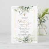 Invitation PixDezines H2 Baptême Eucalyptus Vert Or (Debout devant)