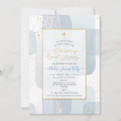 Invitation PixDezines H2 Bleu Baptême + 2e Anniversaire (Devant)