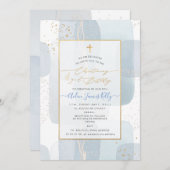 Invitation PixDezines H2 Bleu Baptême + 2e Anniversaire (Devant / Derrière)