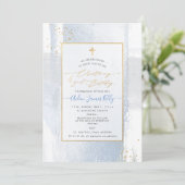 Invitation PixDezines H2 Bleu Christening+2e Anniversaire Inv (Debout devant)