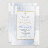 Invitation PixDezines H2 Bleu Christening+2e Anniversaire Inv (Devant / Derrière)