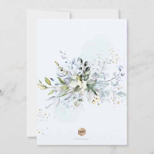 Invitation PixDezines H2 Bleu Poussiéreux Eucalyptus Bautizo (Dos)