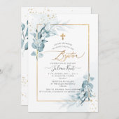 Invitation PixDezines H2 Blue Gum Eucalyptus Baptême (Devant / Derrière)