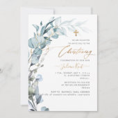 Invitation PixDezines H2 Blue Gum Eucalyptus Christening (Devant)