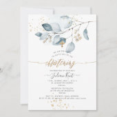 Invitation PixDezines H2 Blue Gum Eucalyptus Christening (Devant)