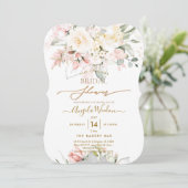 Invitation PixDezines H2 Blush Alabaster Rose Fête des mariée (Debout devant)