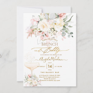 Invitation PixDezines H2 Blush Alabaster Roses Brunch Bubbly