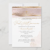 Invitation PixDezines H2 Blush Pink First Holy Communion Invi (Devant)