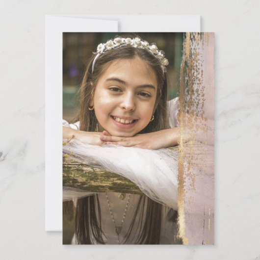 Invitation PixDezines H2 Blush Pink First Holy Communion Invi (Dos)